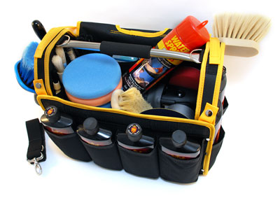 The Pinnacle Detailer's Bag is large enough to hold your Porter Cable 7424XP dual action polisher, buffing pads, brushes, towels, and car polishes.