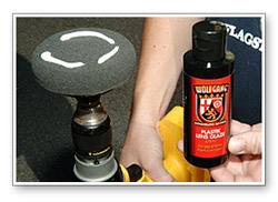 Use a 4" grey pad to work Wolfgang Plastik Lens Glaze to remove the  haze from headlight.